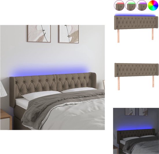 vidaXL Tête de lit LED 147x16x78/88 cm Taupe Tissu