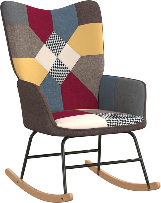 vidaXL Chaise à bascule Patchwork - Fauteuil - 61 x 78 x 98 cm - Multicolore - Chaise à bascule
