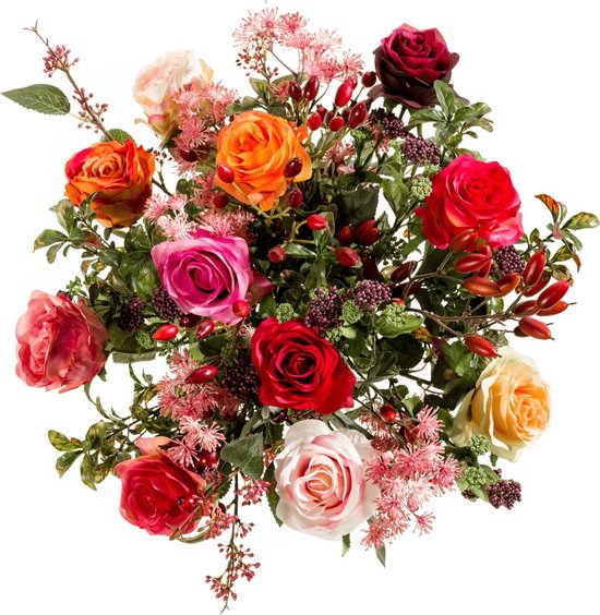 Emeraude - Bouquet de roses flamboyantes - 50 cm - coloré