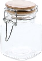 Pot carré avec couvercle en bois - sucrier de baptême - pot de conservation