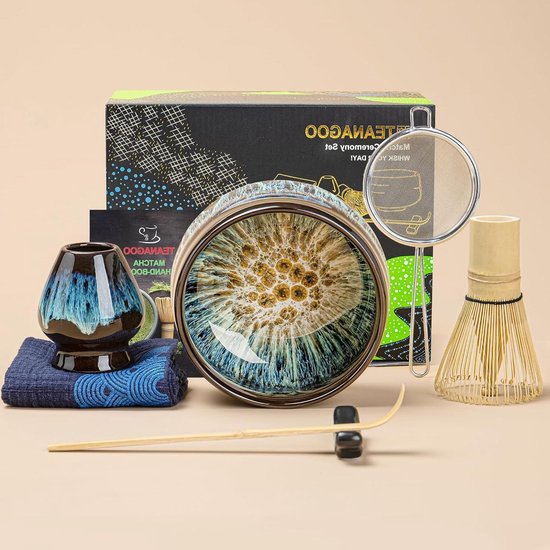 Foto: Japanse matcha thee set matcha kom bamboe garde matcha schop zeef matcha houder stand matcha set n4 groene thee poeder set