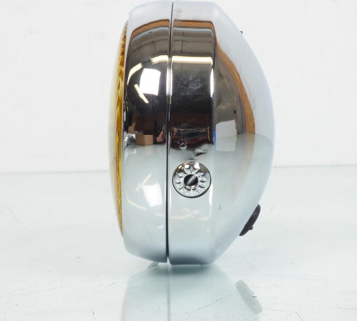 Optique avant Guia pour Mobylette Peugeot 50 103 Avant 2020 chrome Ø140mm vitre jaune Neuf