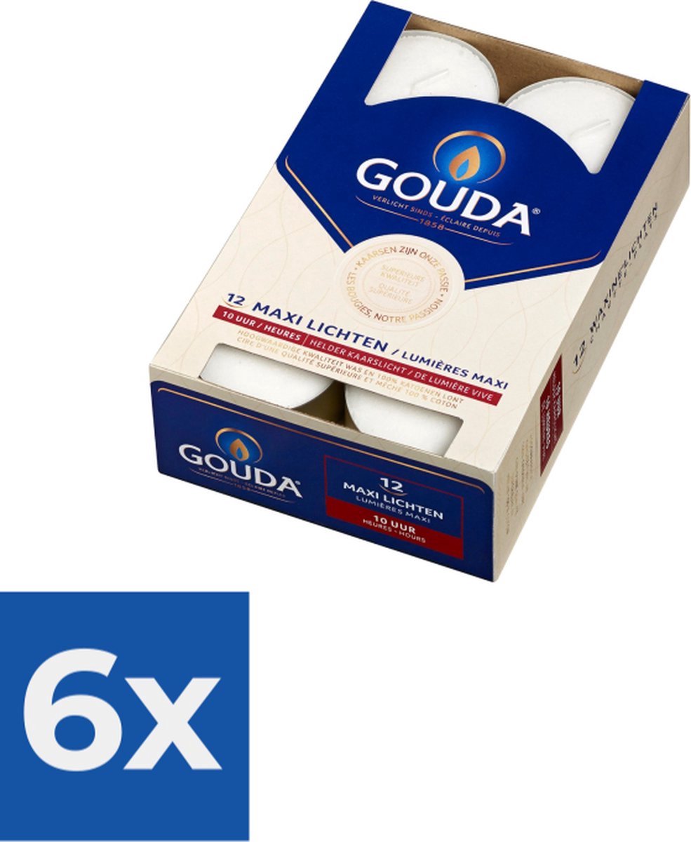 Gouda Waxinelichtjes Wit - 12 stuks - Voordeelverpakking 6 stuks