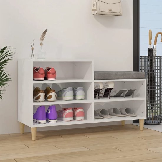 vidaXL Meuble à chaussures Wit brillant 102x36x60 cm Meuble à chaussures - Étagère à chaussures - Espace de rangement - Rangement pour vêtements - Décoration de salon - Meuble d'entrée - Armoires design - Type de bois - Wit