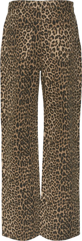 Achterkant van een broek met luipaardprint.