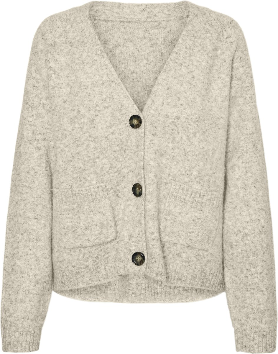 Vero Moda Vest Vmboom Ls V-neck Button Cardigan Ga 10320457 Birch/melange Dames Maat - XXL