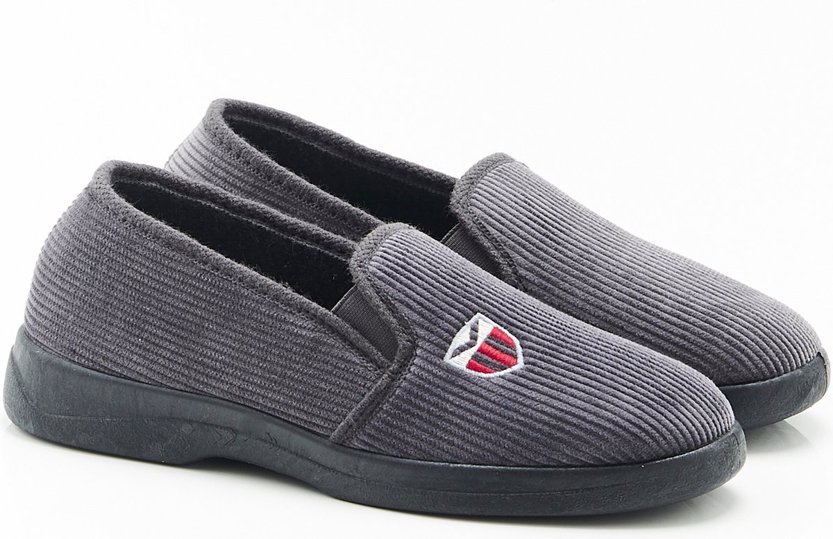 Damart - Pantoffels van ribfluweel - Heren - Grijs - 46