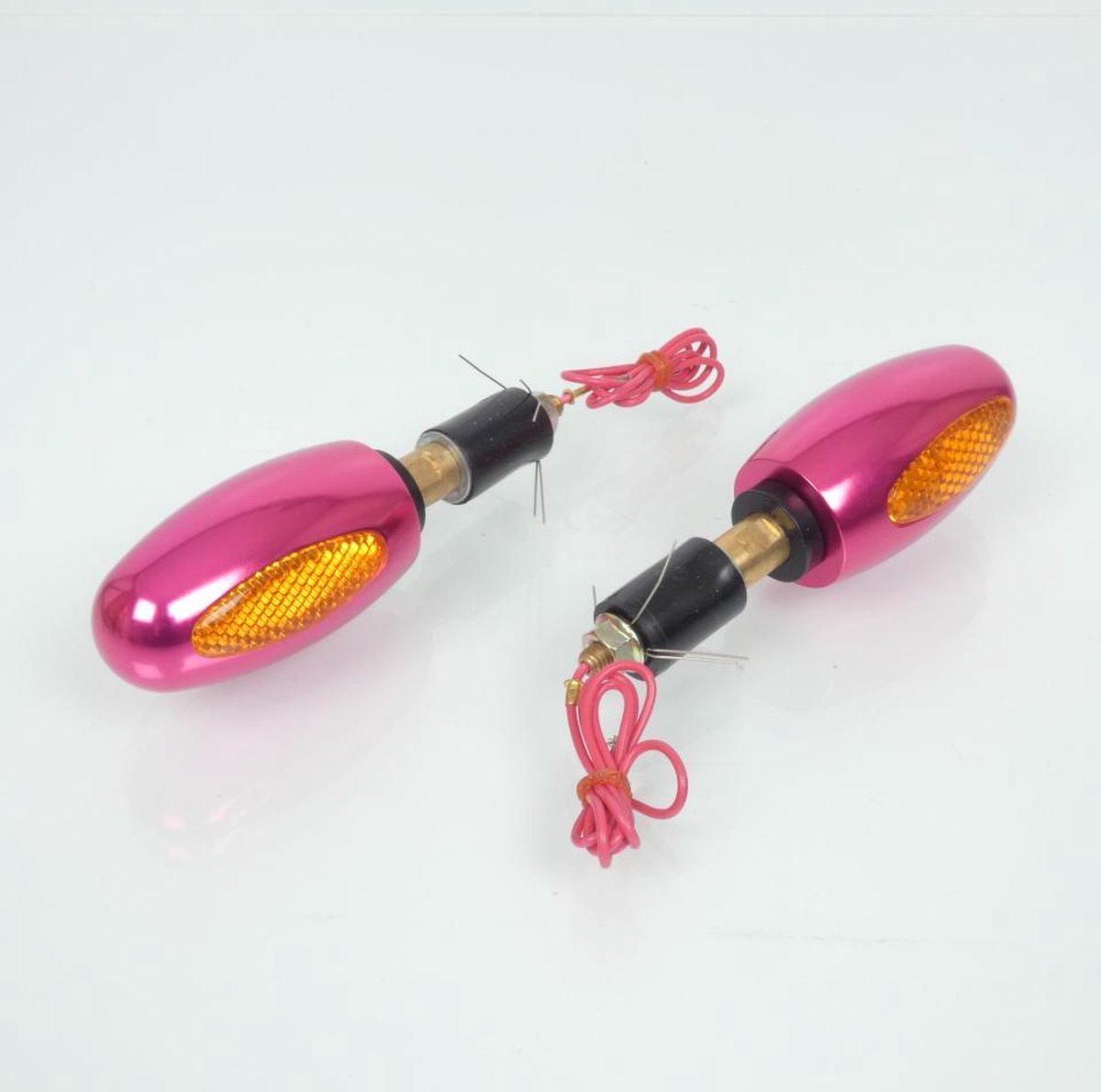 Embout de guidon oblong avec clignotant Mad alu rose pour moto / Ø17mm Neuf