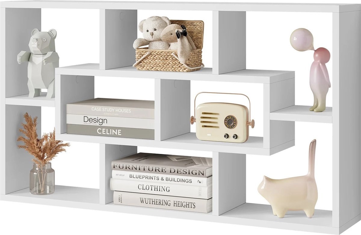Witte Hangende Wandplank - Wandplank Zwevend - Zwevende Boekenkast - Opslagplank voor Planten, Boeken en Decoratie - Organizer voor Woonkamer, Slaapkamer en Keuken - 85x16x48cm