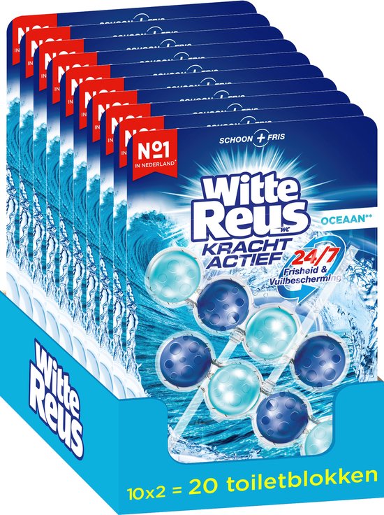 Witte Reus Kracht Actief Toiletblok - Oceaan - WC Blokjes Voordeelverpakking - 20 stuks