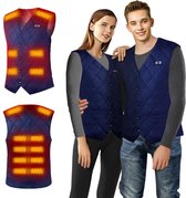 Gilet Chauffant à Col V Homme - 10 Zones Chauffantes, 3 Niveaux Température, Respirant Et Imperméable - Noir 7XL