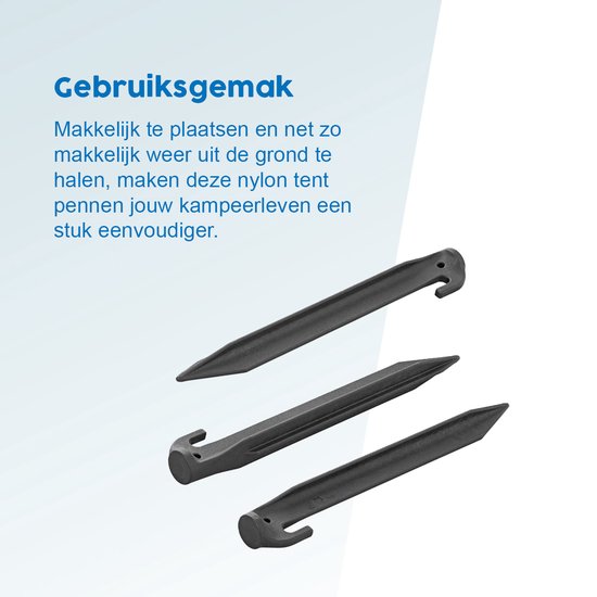 ProPlus Tentharing - 22.5 cm - Grondpennen - Lichtgewicht - Tentpennen - Tentverankering - voor Tenten - Geschikt voor Zachte en Middelharde Ondergronden - Nylon - 6 stuks - Zwart van ProPlus — afbeelding 3
