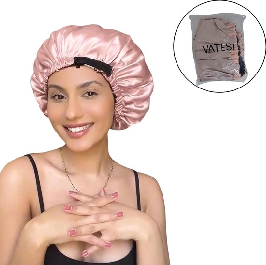 Satijnen Slaapmuts Verstelbaar - Satijnen Bonnet - Haarnetje - Roze