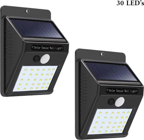 Wandlamp voor buiten -Set van 2 - Werkt op zonne-energie - Met  bewegingssensor - 30 LED's | bol.com