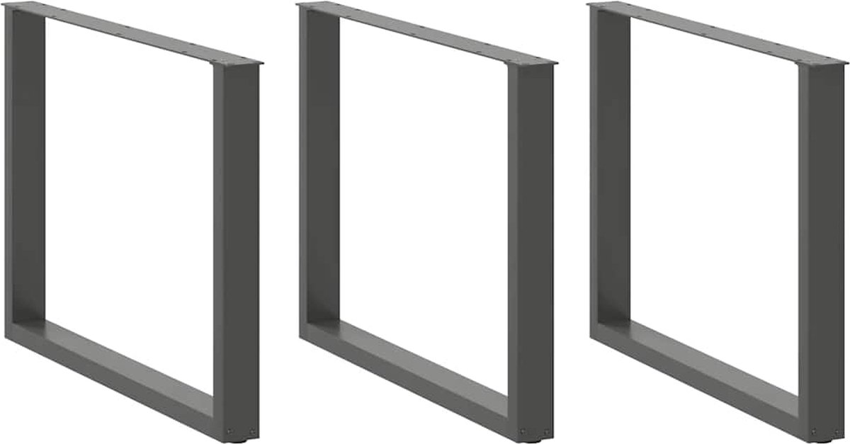 vidaXL - Eettafelpoten - 3 - st - U-vormig - 100x(72-73) - cm - staal - antraciet