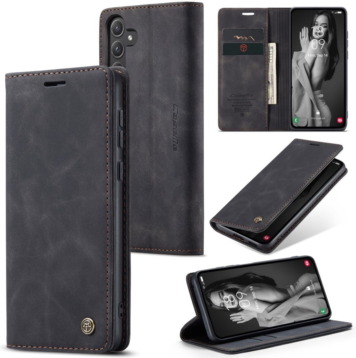 CaseMe Hoesje - Geschikt voor Samsung Galaxy A55 Hoesje - CaseMe 013 Book Case - Zwart