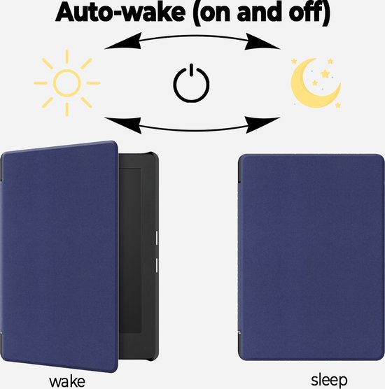 Lunso Geschikt voor Kobo Aura H20 Edition 2 hoes (6.8 inch) - sleepcover - Donkerblauw - (niet voor de Kobo Aura edition 2) van Lunso — afbeelding 5