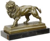 Statue de lion, Sculpture en bronze sur socle en marbre, Sculpture décoration animaux