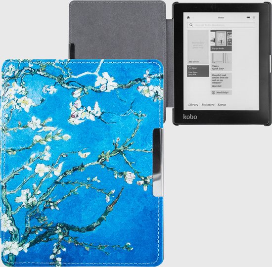 Lunso Geschikt voor Kobo Aura Edition 1 hoes (6 inch) - sleepcover - Van Gogh Amandelbloesem van Lunso — afbeelding 2