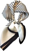 Dames Sjaal - Sjaals - Stola - Vierkante doek - Satijn zijde - Polyester - 70*70 cm - zwart en wit - Modesjaals