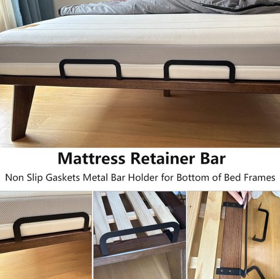 Mattress Holder, Anti-Slip Stopper, Metaal Matrasbeugel voor Verstelbare Bedden, Houdt Matras Topper op Zijn Plek, Set van 2 — afbeelding 3