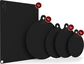 Inductie Maatje® - De Originele Inductie Beschermer - Antislip - 1x25Ø -2x20Ø - 1x16Ø - 35*25cm - Zwart