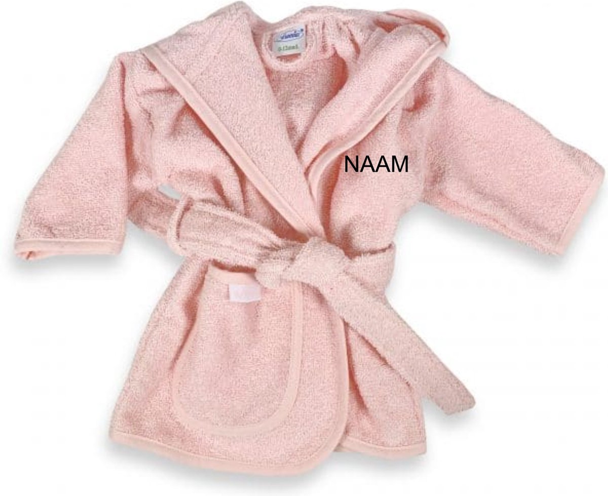 Badjasje blush met geborduurde naam 2-4 jaar