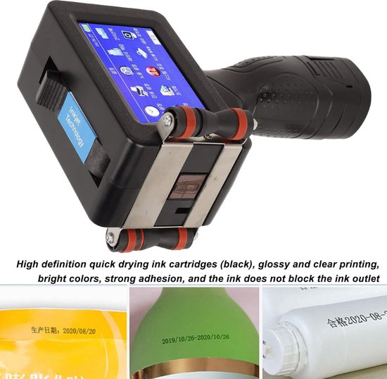 Handheld Inkjetprinter – 4,3 Inch Touchscreen, 4-core CPU, 1500mAh – Afdrukhoogte 2-12,7 Mm – Voor Tekst, QR, Barcode, Datum En Logo – Op Hout, Plastic, Karton, Leer En Meer