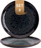 Palmer - Bord - Eccentric - 22 cm - Blauw - Stoneware - Bordenset - 2 stuks