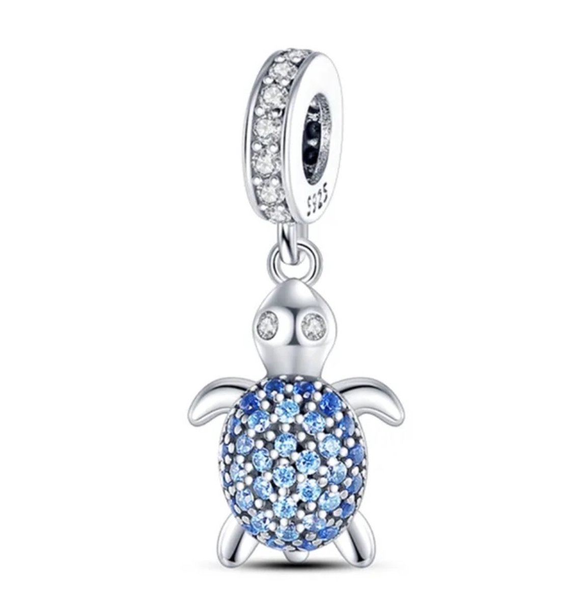 Zilveren Schildpad Bedel - 925 Sterling Zilver met Zirkonia Steentjes