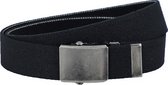Landley Elastische Canvas Riem met Metalen Schuifgesp - Stretch - Koppelriem - Dames / Heren - Unisex - Zwart - Lengte totaal 120 cm / Riemmaat 105
