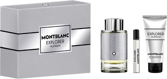 Montblanc Explorer Platinum Giftset - 100 ml eau de parfum spray + 7,5 ml eau de parfum tasspray + 100 ml showergel - cadeauset voor heren