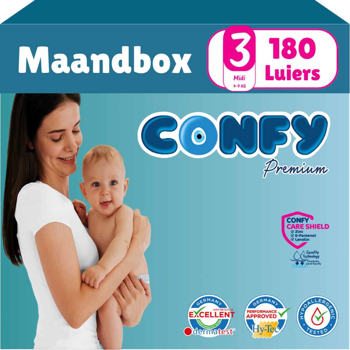 Goedkoopste Confy Premium - Maat 3 (4-9kg) - 180 luiers – Maandbox