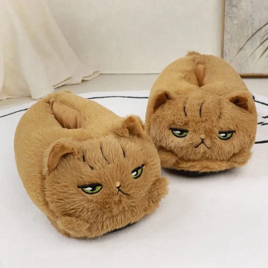 Grappige Katten Pantoffels | Pantoffels voor Heren en Dames | One Size Fits All | Maat 32 tot 40 | Zachte Binnenschoenen | Katten Pantoffels met Gezicht | Warme Huisschoenen | Comfortabele en Leuke Pantoffels