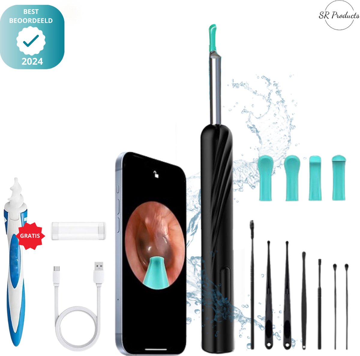 Goedkoopste S.R.Products® Professionele Oorsmeer Verwijderaar Met Camera- Oorreiniger - Ooreiniging - Oorlepel - Ear Cleaner - Oor Camera - Oorreiniger Met Camera - Otoscoop Voor Thuis inclusief Oorsmeer Verwijderaar Spiraalvormig