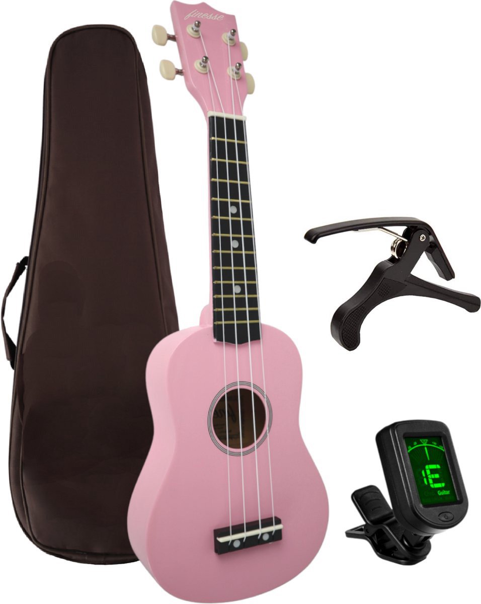 Finesse Ukelele - Starterset - 21" - Ukulele - Kind - Muziekinstrument - Houtkleurig