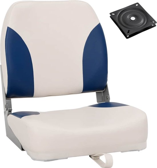 vidaXL 2-delige Bootstoelenset met blauw-witte kussens inklapbaar, bootstoel, bootstoeltje, boot klapstoel, boot stoel, klapstoel boot