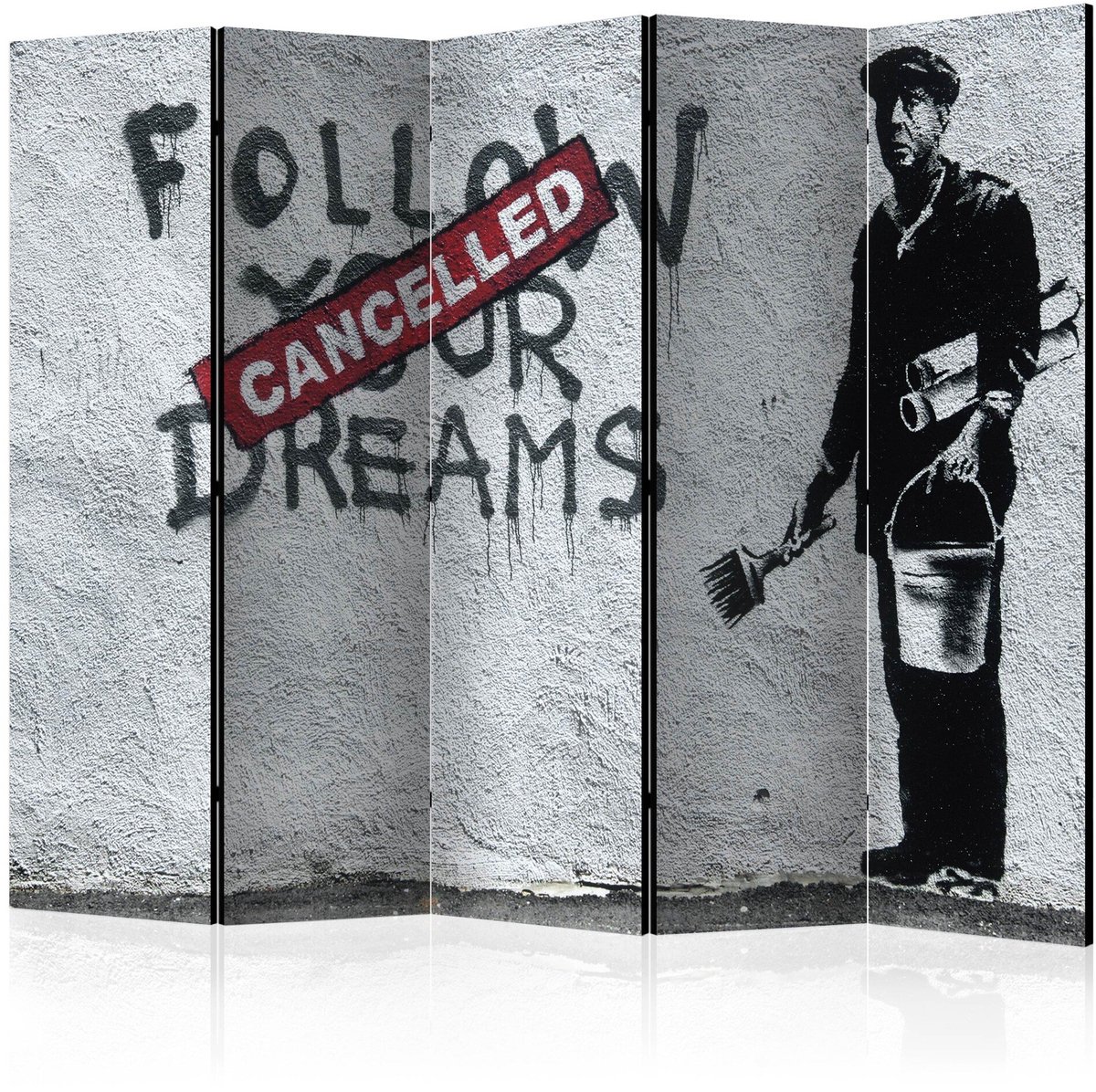 karo-art Vouwscherm / Kamerscherm - Dreams Cancelled (Banksy) II Multikleur