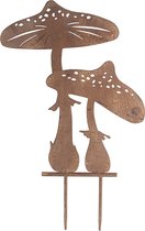 Clayre & Eef Prise de Jardin Champignon 34x1x55 cm Piquet de Jardin en Métal Marron