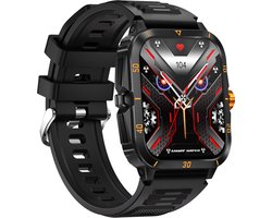 WizBay Premium Select® Outdoor Smartwatch - 1,96 Inch HD Scherm - Bluetooth Bellen - 3ATM Waterdicht - Hartslag Zuurstof Slaap - 100+ Sportstanden - 430mAh - Zwart Oranje Case