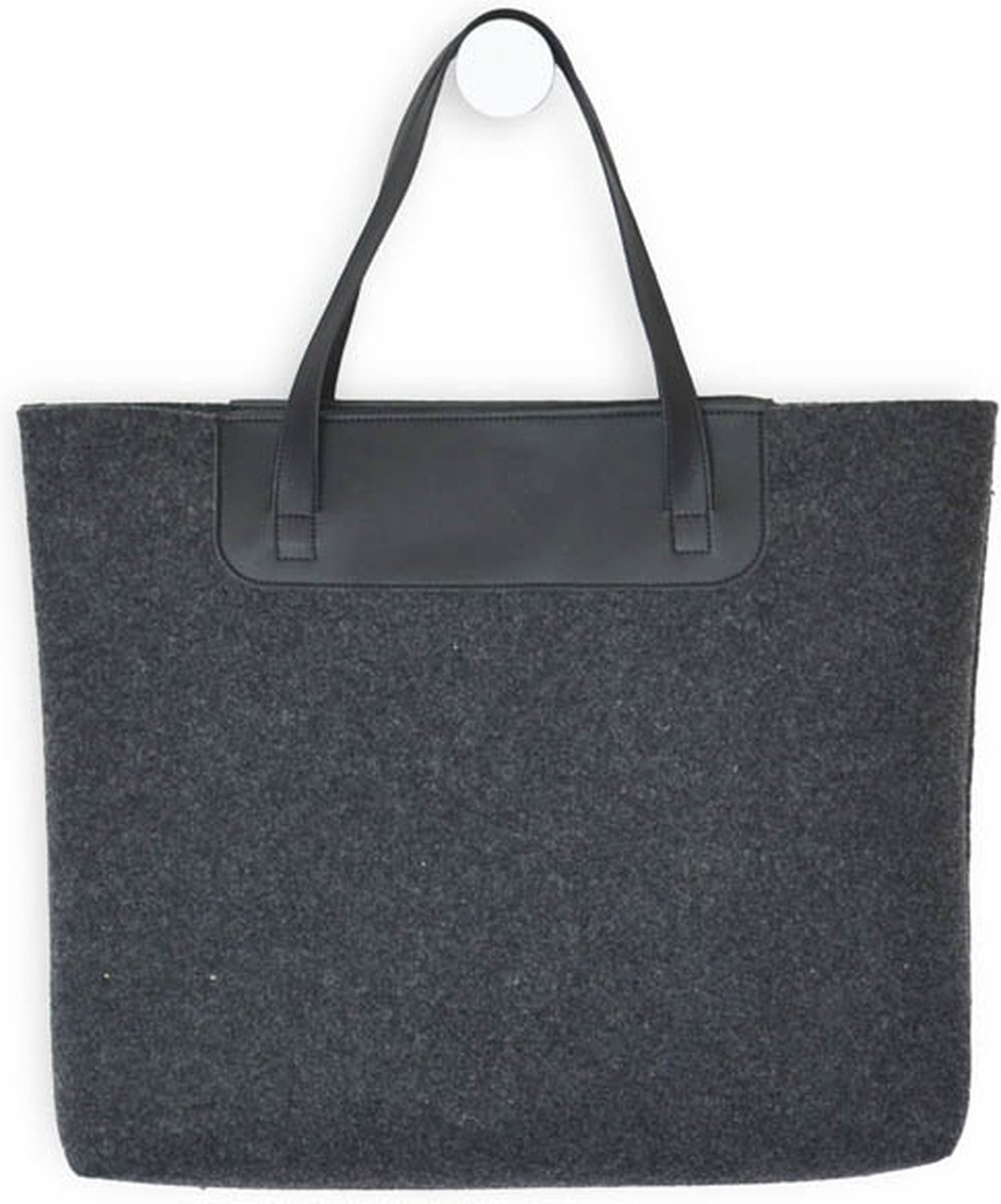 Shopper Dames - Schoudertas - Tote Bag - Weekendtas Dames - Boodschappentas - Gerecycled Vilt - Zwart | MARLY | MADE out of