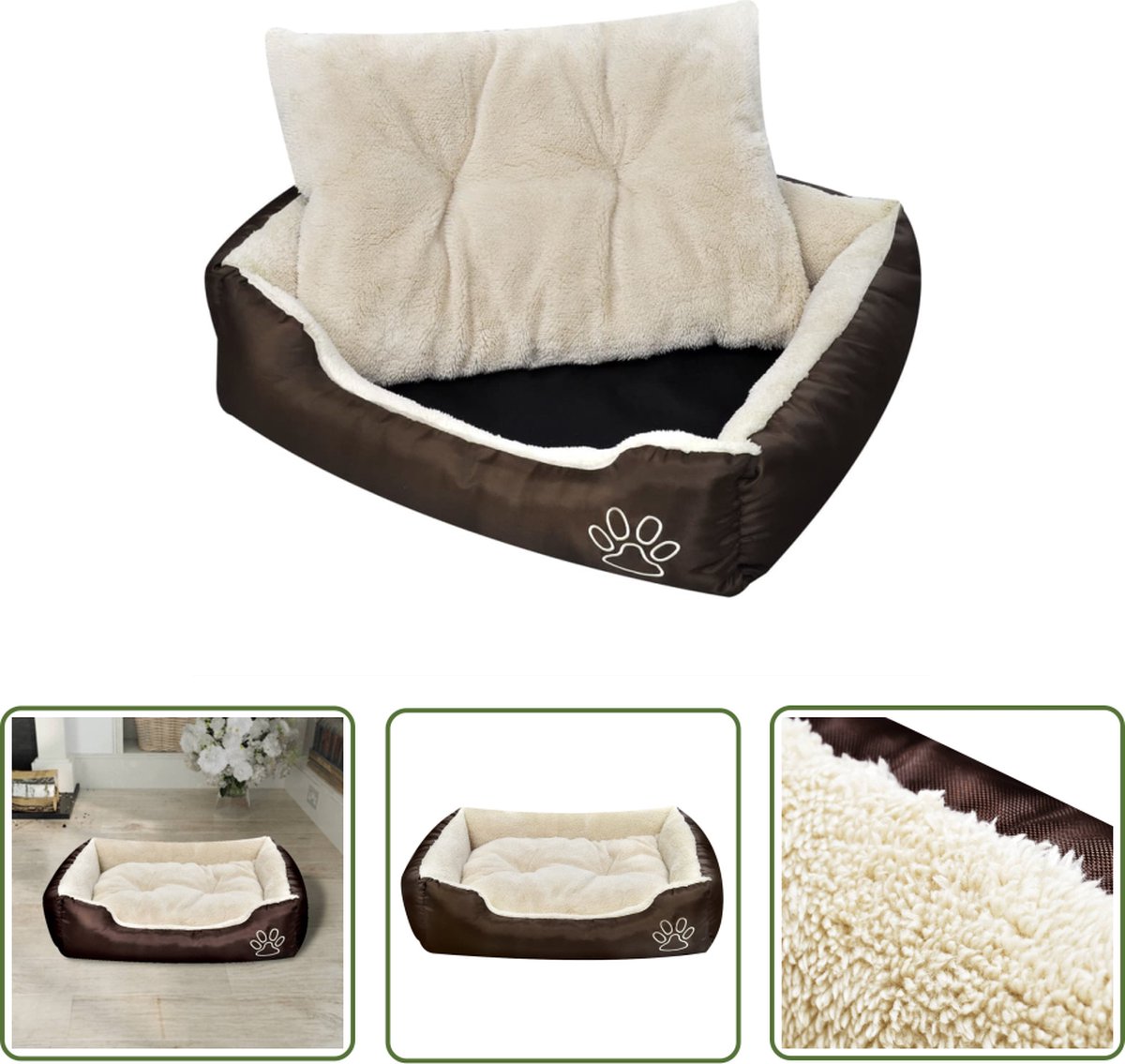 The Living Store Hondenmand met gevoerd kussen M – Hondenmand – Mand Voor Hond – Hondenbed – Dierenmand – Comfortabel Hondenbed
