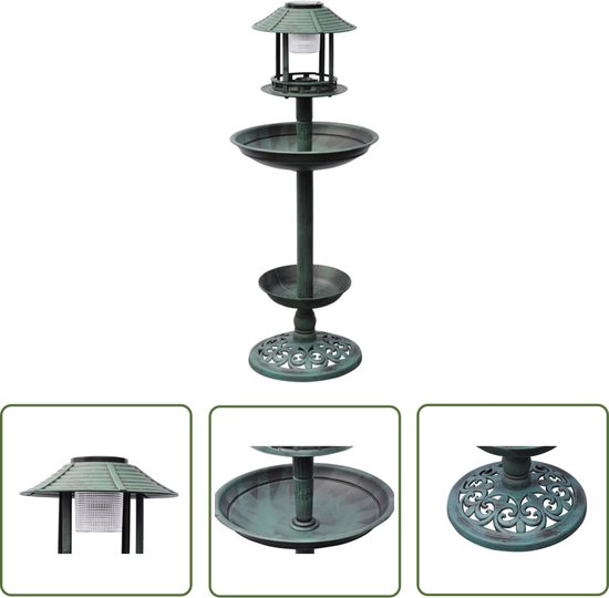 Foto: Vidaxl vogelvoerder vogelbad vogelbad voederhuisje met solarverlichting tuindecoratie buitendeco solarverlichting