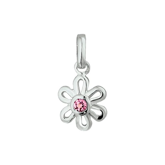 pendentif fleur zircone rose