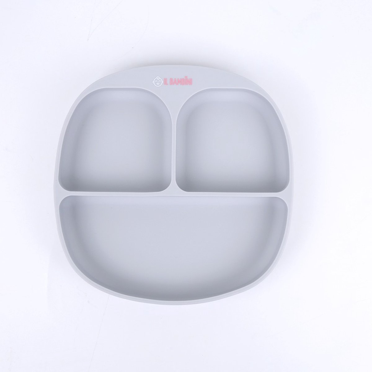 Goedkoopste IL BAMBINI - Kinderbord - Baby bord - Kinderservies - vakkenbord - Lichtgrijs - Siliconen BPA vrij - Onbreekbaar - 17 x 17 cm