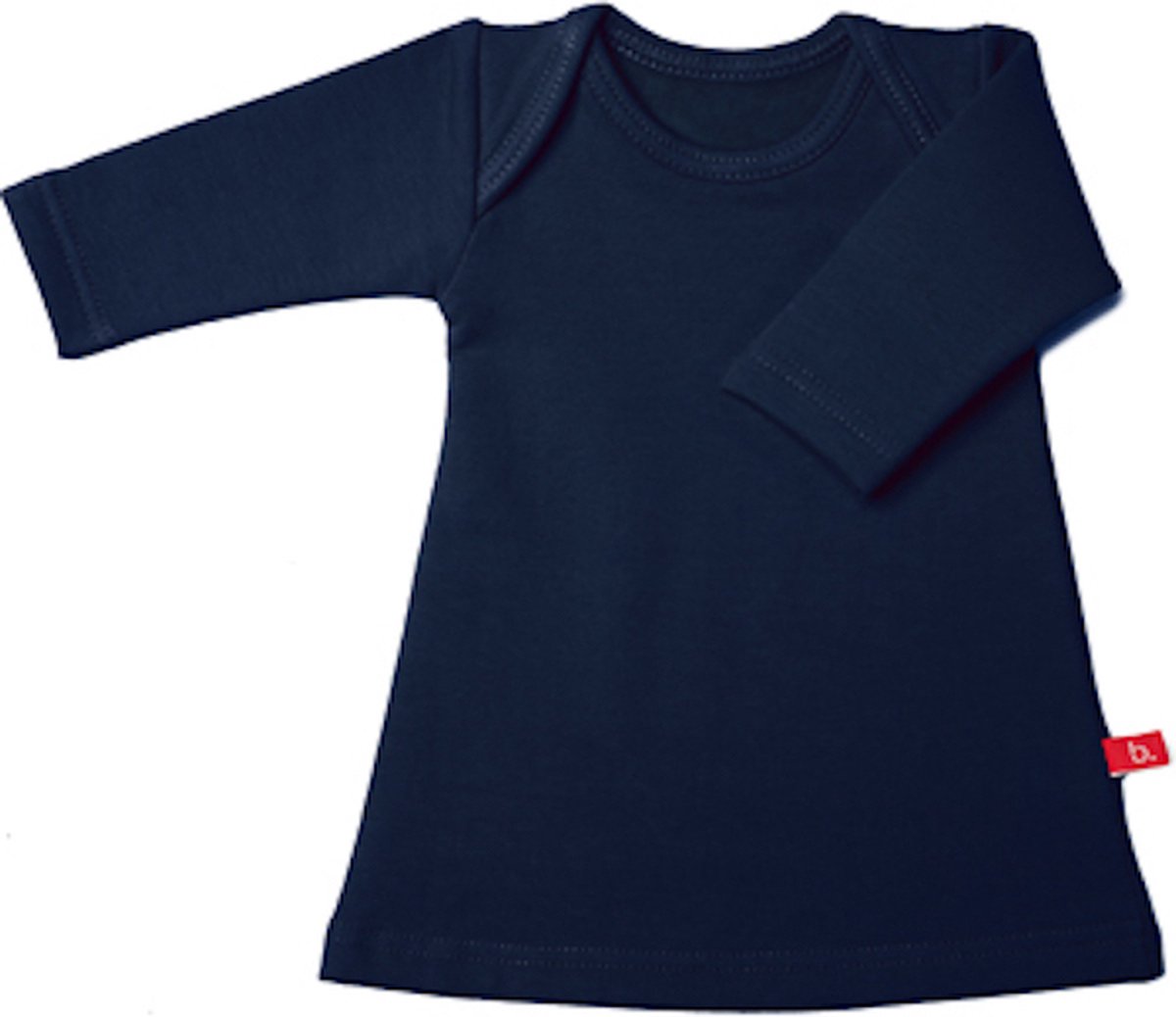 Jurkje lange mouw donkerblauw 74-80 bio sweatstof