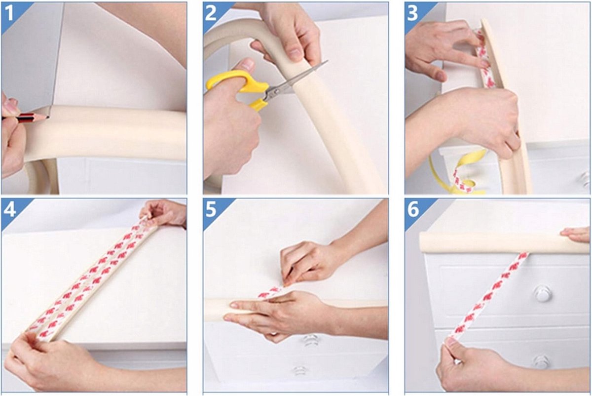 Foam tape voor meubels - 2m (Grijs) - Voorkom verwondingen