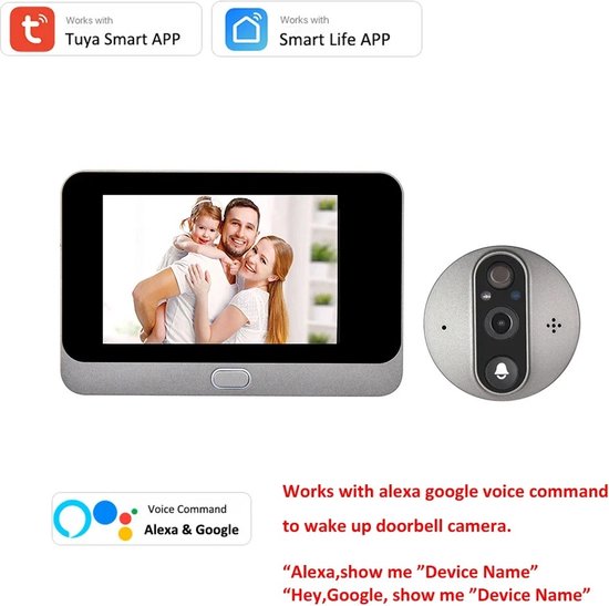FIBILA Wifi Deurbel Camera - Deurbel - Video Deurbel - Camera Beveiliging - Deurbel Camera Draadloos - In App Besturing - Wifi - Grijs van fibila — afbeelding 2