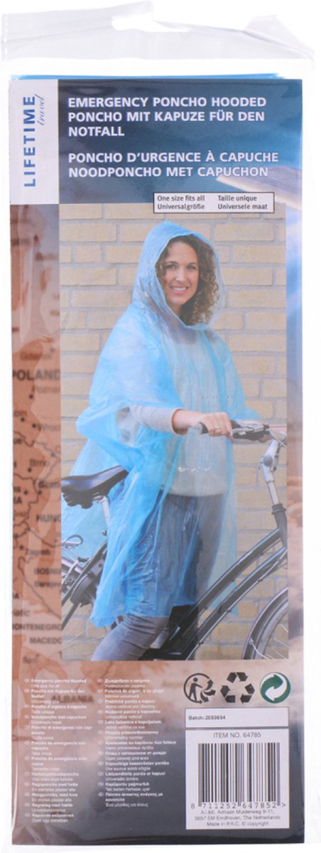 Lifetime Wegwerp poncho met capuchon Multicolor