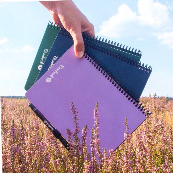 Bambook Colourful Cahier Effaçable - Bleu foncé (Navy) - A5 - Vierge & Ligné - Avec 1 feutre gratuit